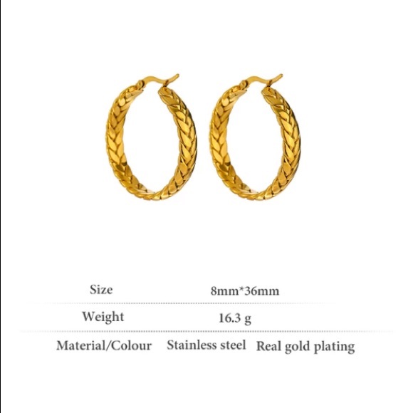 💛18K gold plated twisted hoop earrings - Picture 3 of 5
